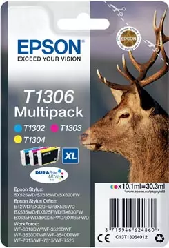 Een Epson inktcartridge T1306, 600-1.005 pagina's, OEM C13T13064012, 3 kleuren koop je bij ShopXPress