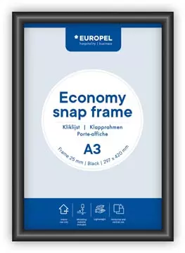 Een Europel clicklijst Economy, lijst 25 mm, ft A3, zwart koop je bij ShopXPress