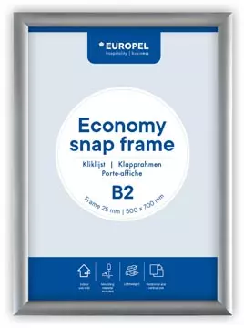 Een Europel clicklijst Economy, lijst 25 mm, ft B2, zilver koop je bij ShopXPress