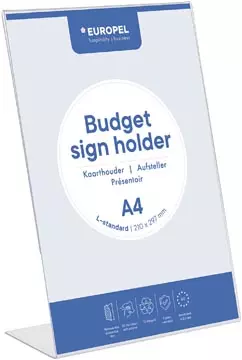 Een Europel folderhouder Budget, met L-voet, ft A4 koop je bij ShopXPress