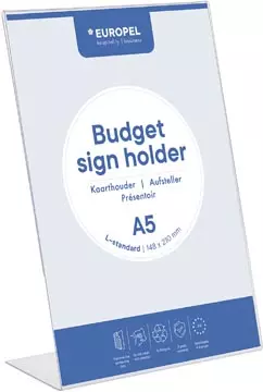 Een Europel folderhouder Budget, met L-voet, ft A5 koop je bij ShopXPress