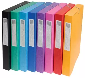 Een Exacompta elastobox Exabox 8 geassorteerde kleuren: geel, rood, roze, paars, blauw, turquoise, groen e... koop je bij ShopXPress