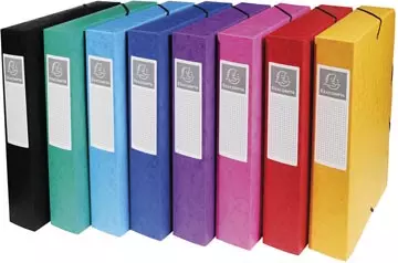 Een Exacompta elastobox Exabox 8 geassorteerde kleuren: geel, rood, roze, paars, blauw, turquoise, groen e... koop je bij ShopXPress