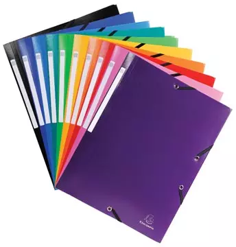 Een Exacompta elastomap 10 geassorteerde kleuren: zwart, donkerblauw, lichtblauw, turkoois, groen, geel, o... koop je bij ShopXPress