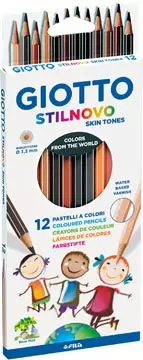 Een Giotto Stilnovo Skin Tones kleurpotloden, ophangbaar kartonnen etui met 12 potloden koop je bij ShopXPress