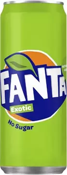 Een Fanta Exotic No Sugar frisdrank, sleek blik van 33 cl, pak van 24 stuks koop je bij ShopXPress