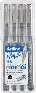 Een Fineliner Drawing System etui van 4 stuks: 0,1 - 0,3 - 0,5 en 0,7 mm koop je bij ShopXPress