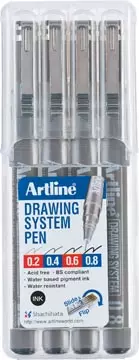 Een Fineliner Drawing System etui van 4 stuks: 0,2 - 0,4 - 0,6 en 0,8 mm koop je bij ShopXPress