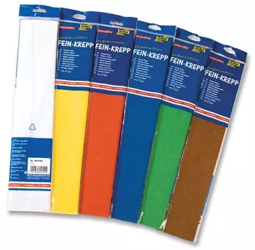 Een Folia crêpepapier pak van 10 stuks in geassorteerde kleuren: wit, geel, licht oranje, lichtblauw, blau... koop je bij ShopXPress