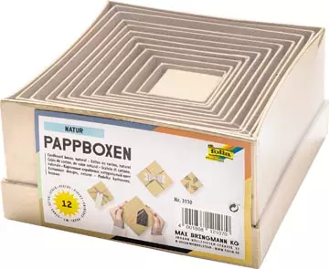 Een Folia dozen voor decoratie, vierkant, uit karton, pak van 12 stuks in geassorteerde maten, bruin koop je bij ShopXPress