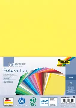 Een Folia gekleurd fotopapier, ft A4, pak van 50 vel in 25 geassorteerde kleuren koop je bij ShopXPress