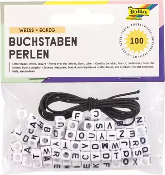 Een Folia letterkralen, vierkant, inclusief rubberen draad, blister van 100 stuks koop je bij ShopXPress