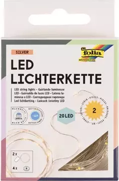 Een Folia lichtslinger LED, 20 LED's, 2,20 m, op batterijen, pak van 2 stuks koop je bij ShopXPress