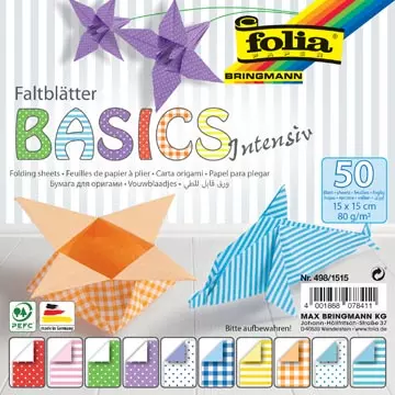 Een Folia vouwpapier Basic Intensive ft 15 x 15 cm, pak met 50 vel koop je bij ShopXPress