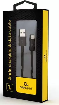 Een Cablexpert oplaad- en gegevenskabel, USB 2.0-stekker naar 8-pin stekker, 1 m, zwart koop je bij ShopXPress