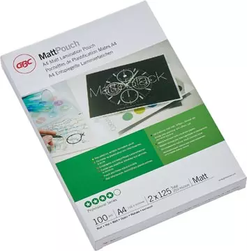 Een GBC Matt lamineerhoes ft A4, 250 micron (2 x 125 micron), pak van 100 stuks koop je bij ShopXPress