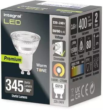 Een Integral LED spot GU10, dimbaar, 1.800 - 2.700 K, 3,6 W, 400 lumen koop je bij ShopXPress