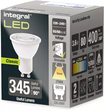 Een Integral LED spot GU10, dimbaar, 2.700 K, 3,6 W, 400 lumen koop je bij ShopXPress