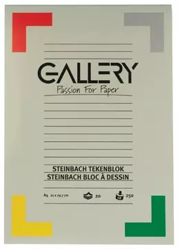 Een Gallery Steinbach tekenblok, gekorreld, ft 21 x 29,7 cm (A4), 250 g/m², blok van 20 vel koop je bij ShopXPress