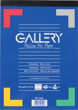 Een Gallery schrijfblok, ft A5, gelijnd, blok van 100 vel koop je bij ShopXPress