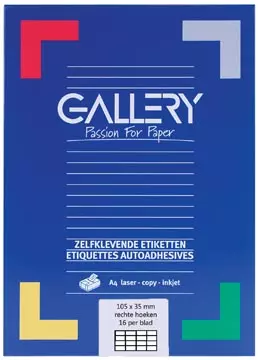 Een Gallery witte etiketten ft 105 x 35 mm (b x h), rechte hoeken, doos van 1.600 etiketten koop je bij ShopXPress