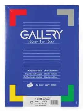 Een Gallery witte etiketten ft 105 x 48 mm (b x h), rechte hoeken, doos van 1.200 etiketten koop je bij ShopXPress