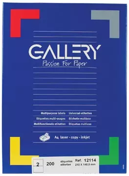 Een Gallery witte etiketten ft 210 x 148,5 mm (b x h), rechte hoeken, doos van 200 etiketten koop je bij ShopXPress