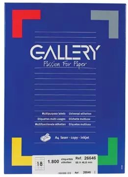 Een Gallery witte etiketten ft 66 x 46,6 mm (b x h), ronde hoeken, doos van 1.800 etiketten koop je bij ShopXPress