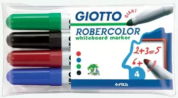 Een Giotto Robercolor whiteboardmarker maxi, ronde punt, etui met 4 stuks in geassorteerde kleuren koop je bij Supplierz BV