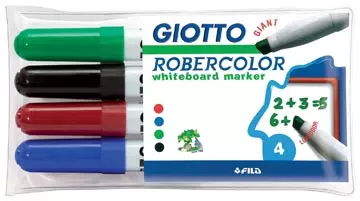 Een Giotto Robercolor whiteboardmarker maxi, schuine punt, etui met 4 stuks in geassorteerde kleuren koop je bij ShopXPress