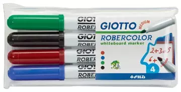 Een Giotto Robercolor whiteboardmarker, medium, ronde punt, etui met 4 stuks in geassorteerde kleuren koop je bij ShopXPress