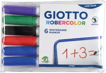 Een Giotto Robercolor whiteboardmarker, medium, ronde punt, etui met 6 stuks in geassorteerde kleuren koop je bij ShopXPress