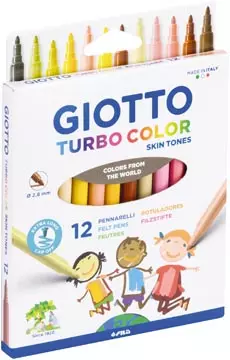 Een Giotto Turbo Color Skin Tones viltstiften, etui van 12 stuks koop je bij ShopXPress