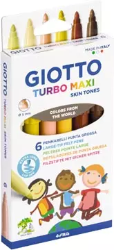 Een Giotto Turbo Maxi Skin Tones viltstiften, etui van 6 stuks koop je bij ShopXPress