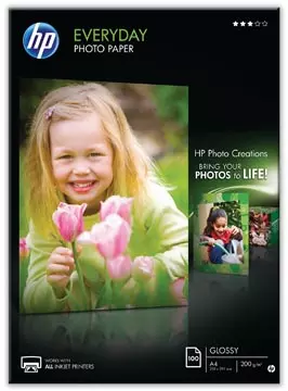 Een HP Everyday fotopapier ft A4, 200 g, pak van 100 vel, glanzend koop je bij ShopXPress