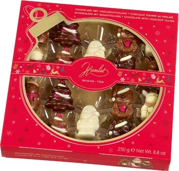 Een Hamlet chocolade kerstfiguurtjes, doos van 250 g koop je bij ShopXPress