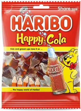 Een Haribo snoep happy cola, zak van 185 g koop je bij ShopXPress