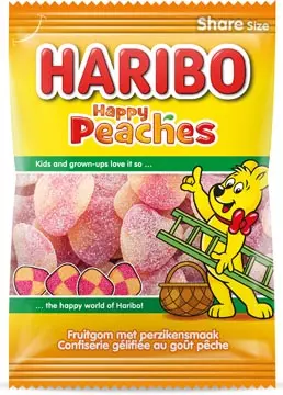 Een Haribo snoep perziken, zak van 185 g koop je bij ShopXPress