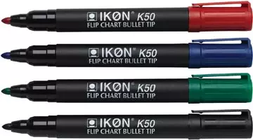 Een Ikon K50 flipchart marker, etui van 4 stuks in geassorteerde kleuren koop je bij ShopXPress