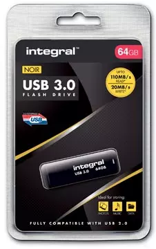 Een Integral USB stick 3.0, 64 GB, zwart koop je bij ShopXPress