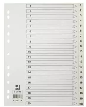 Een Q-CONNECT tabbladen set 1-20, met indexblad, ft A4, wit koop je bij ShopXPress