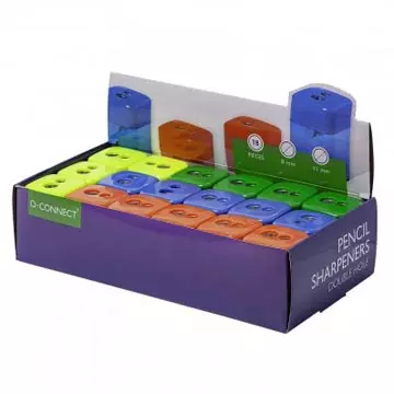Een Q-CONNECT potloodslijper 2 gaats geassorteerde kleuren koop je bij ShopXPress