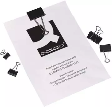 Een Q-CONNECT foldbackclip, zwart, 19 mm, doosje van 10 stuks koop je bij ShopXPress
