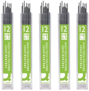 Een Q-CONNECT potloodstiften 0,5 mm HB etui van 12 stuks koop je bij ShopXPress