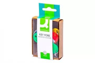 Een Q-CONNECT sleutelhanger, pak van 6 stuks, geassorteerde kleuren koop je bij ShopXPress