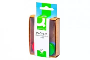 Een Q-CONNECT magneten 25 mm geassorteerde kleuren doos van 4 stuks koop je bij ShopXPress