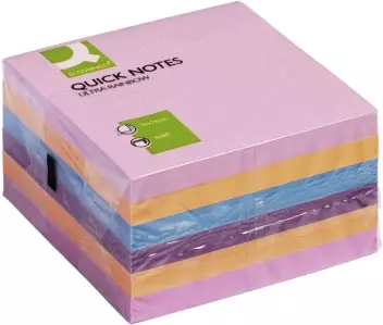 Een Q-CONNECT Quick Notes, ft 76 x 76 mm, 80 vel, pak van 6 blokken in 4 verschillende kleuren koop je bij ShopXPress