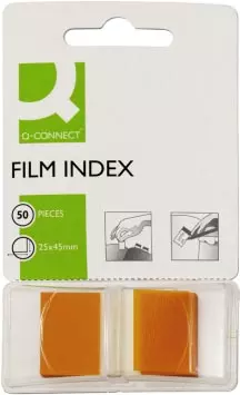 Een Q-CONNECT index, ft 25 x 45 mm, 50 tabs, oranje koop je bij ShopXPress