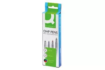 Een Q-CONNECT OHP marker, non permanent, fijn, set van 4 stuks in geassorteerde kleuren koop je bij ShopXPress