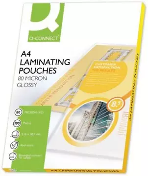 Een Q-CONNECT lamineeretui A4 2x 80 micron 100 stuks koop je bij ShopXPress